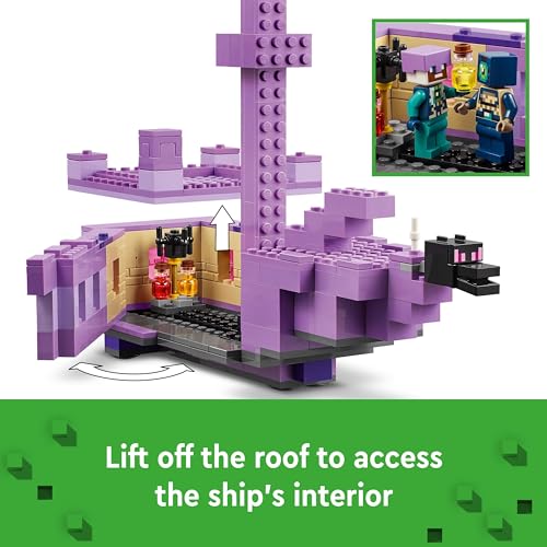 LEGO Minecraft The Ender Dragon and End Ship, Toy for 8 Plus Year Old boys & Girls, Features an Enderman Figure, Video-Game Building Set for Independent Play, Gamer Gifts for Kids 21264