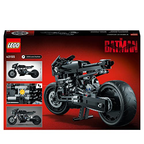 LEGO Technic THE BATMAN – BATCYCLE Set, Collectible Toy Motorbike, Scale Model Building Kit of the Iconic Super Hero Bike from 2022 Movie 42155