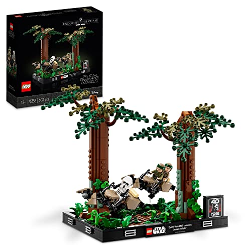 LEGO Star Wars Endor Speeder Chase Diorama Set for Adults, with Luke Skywalker, Princess Leia & Scout Trooper Minifigures, Return of the Jedi Collectible Model, Gift for Men & Women 75353