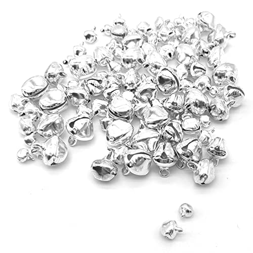 Jingle Bells, 100PCS Gold & Silver 5 Sizes Metal Christmas Jingle Sleigh Bell 6mm to 14mm Mini Craft Beads for DIY Festival Home Decorations A3LD (silver) - Gift Guide