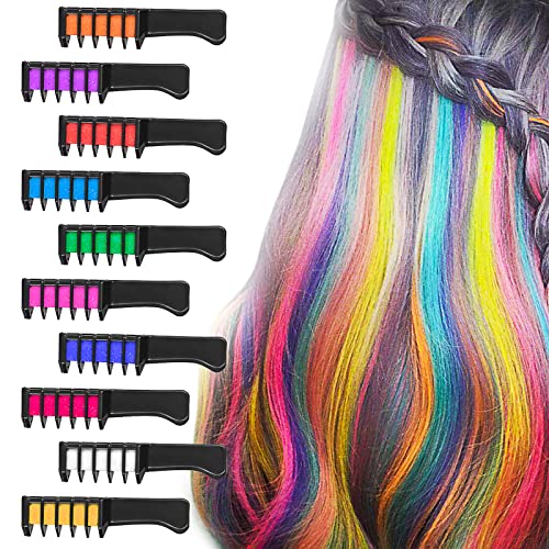 BATTOP 10PCS Hair Chalk Comb Temporary Bright Hair Color Cream for Girls Kids Women Gifts for Halloween Makeup Birthday Washable - Gift Guide