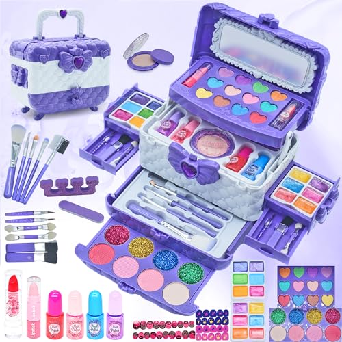 Kids Makeup Sets For Girls - Girl Toys Children Makeup Set Washable Make Up Set for Little Girls,Princess Play Games Kids Toys Presents,Teenage Girls Gifts Christmas Birthday Age 4-12 Year Old(purple - Gift Guide