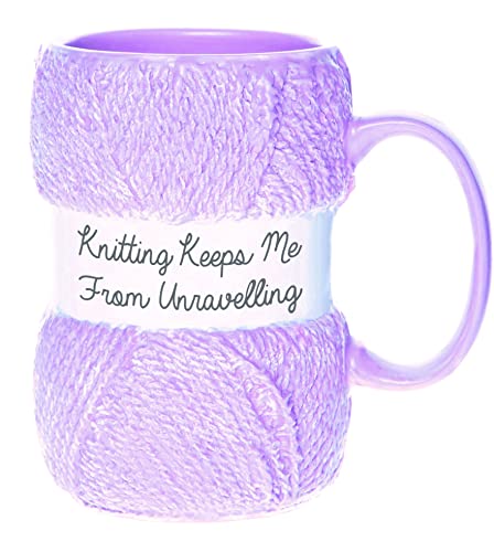 Boxer Gifts Keeps Me from Unraveling Novelty Knitting Gift Mug For Women Or Man - Mugs Hold 12oz of Tea or Coffee - Cool Knit Accessories, Pink