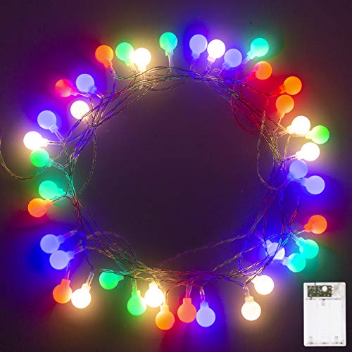 Fairy Lights Battery Operated, 5M 40LEDs Ball Globe String Light, Waterproof Decoraction for Indoor Outdoor Lighting, Bedroom, Valentine, Wedding, Party, Christmas, Tree (Multi-Colour) - Gift Guide