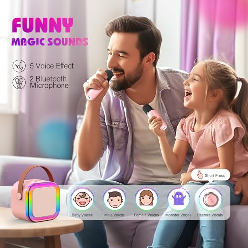 Dislocati Karaoke Machine 2 Microphones, Birthday Gifts for Girls Toys Age 3-15 Year Old Girls Gifts Kids Microphone Toys for 3-12 Year Old Girls Birthday Presents Microphone for Kids Toys - Gift Guide