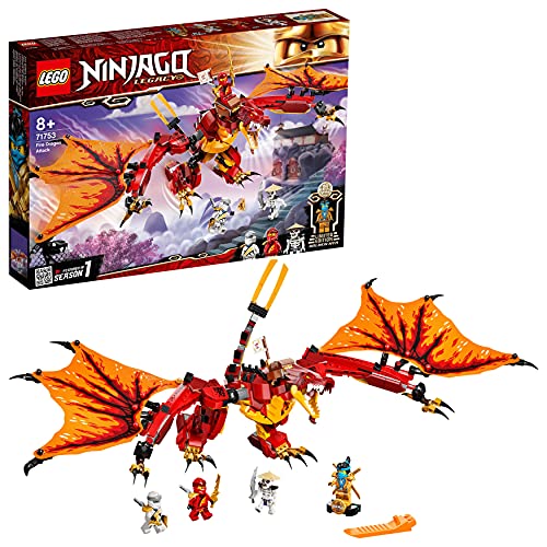 LEGO 71753 NINJAGO Legacy Fire Dragon Attack Toy with Kai, Zane and Nya Minifigures, Ninja Play Set, Gifts for 8 Plus Year Old Boys & Girls