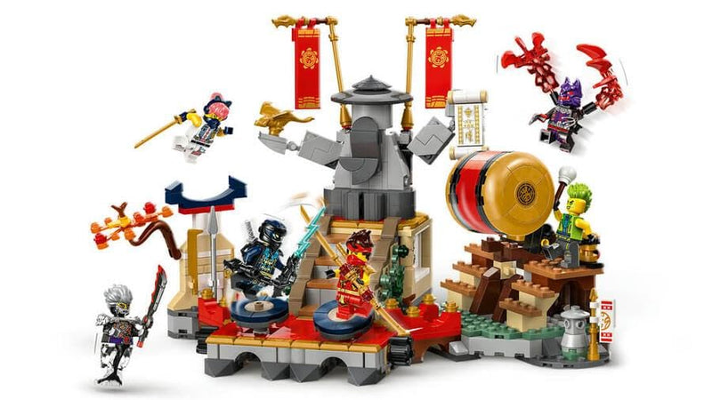 LEGO NINJAGO Tournament Battle Arena Set, Ninja Adventure Toys for 7 Plus Year Old Boys & Girls, with 6 Minifigures including Characters Jay and Kai, Dragons Rising Birthday Gift for Kids 71818