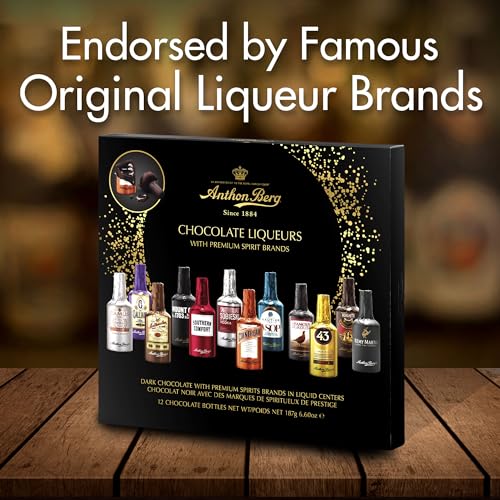 Anthon Berg - Chocolate Liqueurs - Famous Liqueur Brands - 12 bottles 187g - With a Delicious Liquid Filling - Gift Guide