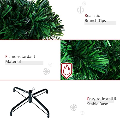 HOMCOM 4FT Green Fibre Optic Artificial Christmas Tree Xmas Colourful LED Scattered Tree with Snowflakes Ornaments Fireproofing - Gift Guide