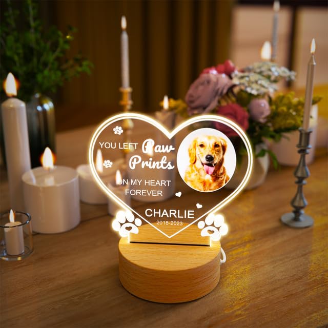 HOBULL Personalised Dog Memorial Gifts,Pet Memorial Gifts,Customised Dog Memorial Photo Frame,Pet Memorial Plaque with Photo&Name for Loss of a Dog Gift,Dog Remembrance Gifts,Dog Bereavement Gifts - Gift Guide