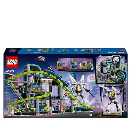 LEGO City Robot World Roller-Coaster Park Set, Creative Building Toy for 8 Plus Year Old Boys & Girls, Fairground Playset with 8 Minifigures, Fun Gift for Kids 60421