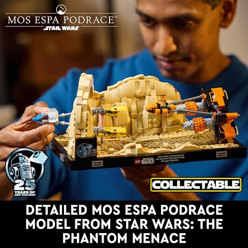 LEGO Star Wars Mos Espa Podrace Diorama Set for Adults, Buildable The Phantom Menace Model Kit, Features Anakin Skywalker’s Podracer, Memorabilia Gifts for Men, Women, Him or Her 75380