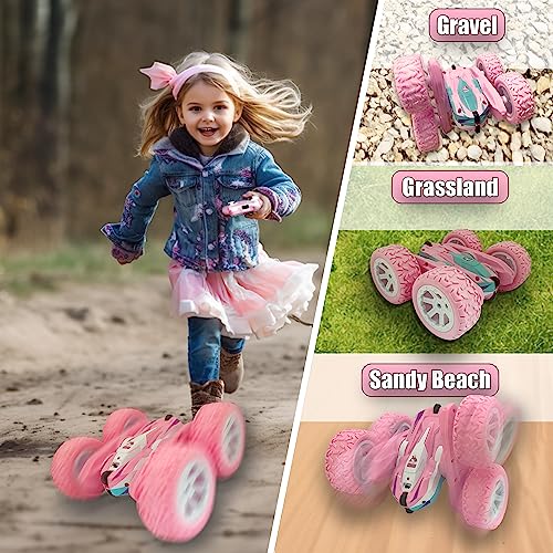 Remote Control Cars,Pink Rc Car for Girls with Unicorn Pattern,4WD 2.4Ghz RC Stunt Car:360° Flips/180° Rotation/Lights,Girls Toys Age 3,4,5,6,7,8,9,Unicorn Gifts for Girls,Girls Toys Birthday Presents - Gift Guide