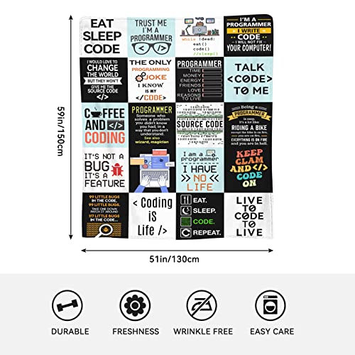 XVBCDFG Programmer Blanket, Computer Programmer Gifts for Men Women, Funny Nerd Gifts, Geek Gifts for Programmer Software Engineers Boyfriend, Programming Student Graduation Gifts Blanket