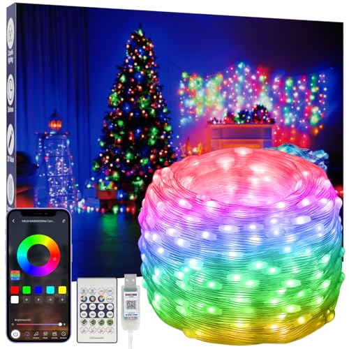 Electight 10M RGB-IC Fairy String Lights Multicolor [APP & Remote Control],Christmas Halloween Lights,99+ Modes Dimmable, USB Powered& Waterproof, for Indoor & Outdoor, Room, Wedding, Deco - Gift Guide