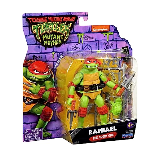 Teenage Mutant Ninja Turtles: Mutant Mayhem 4.65-Inch Raphael Basic Action Figure. Ideal present for boys 4 to 7 years and TMNT fans!