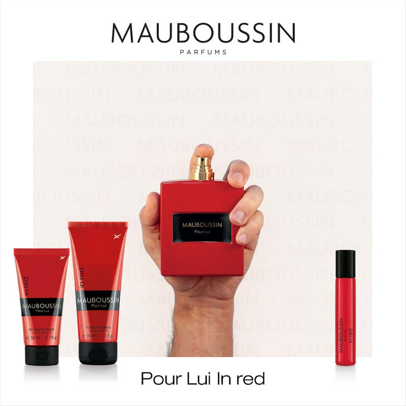 Mauboussin - Prestige Set 2023 Pour Lui In Red : Eau de Parfum, Shower Gel, Shower Gel & Travel Spray