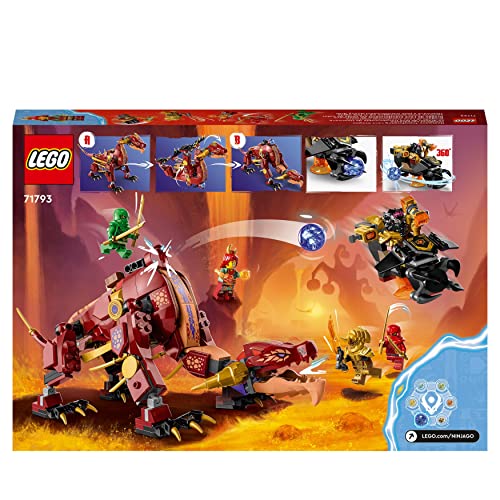 LEGO NINJAGO Heatwave Transforming Lava Dragon Toy, Dragons Rising Series Set with Mythical Creature Figure, plus Kai & Lloyd Minifigures 71793