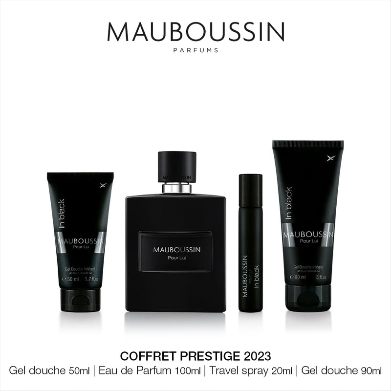 Mauboussin - Prestige Set 2023 Pour Lui In Black : Eau de Parfum, Shower Gel, Shower Gel & Travel Spray