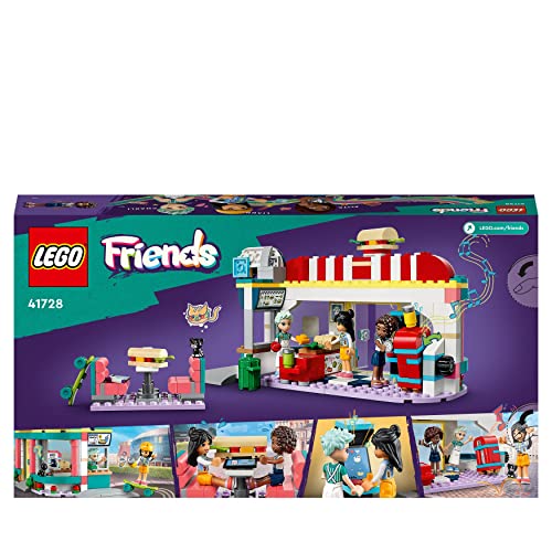 LEGO Friends Heartlake Downtown Diner Restaurant Playset, Toy for Kids Aged 6 Plus, Birthday Gift Idea with Liann, Aliya and Charli Mini-Dolls, 2023 Series Characters 41728