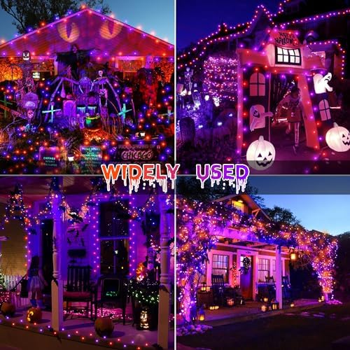 ZeMu Halloween Decorations Fairy Lights, 24m 240 LEDs Purple and Orange Outdoor String Lights Mains Powered Waterproof, 8 Modes Timer Green Cable Spooky Halloween Indoor Outside Decor Lights Plug in - Gift Guide