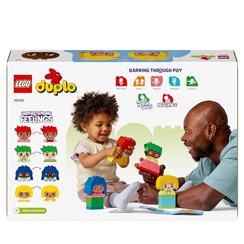 LEGO DUPLO My First Big Feelings & Emotions, Customisable Early Development Activity Learning Toys with 23 Coloured Building Bricks and 4 Characters for Toddlers & Kids Aged 18 Months Old Plus 10415