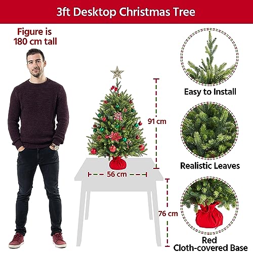 Yaheetech 3ft/91cm Mini Artificial Christmas Tree, Tabletop Xmas Tree with Stable Cement Base Holiday Decoration Green-1 Pack - Gift Guide