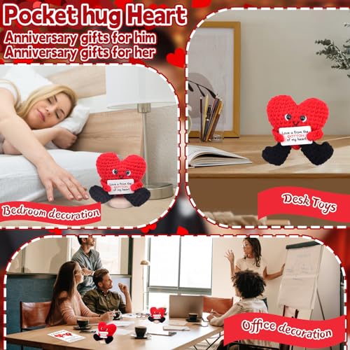 Pipihome Pocket Hug Heart, I Love You Heart Doll, Valentines Gifts for Him Her Kids, Everything I Know About Love, Good Luck Gifts for Birthday Wedding Valentine
