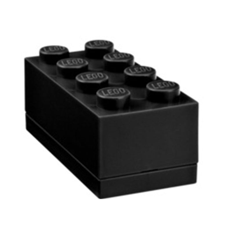LEGO Mini Box 8 Knobs Black - Versatile Small Storage Box for Snacks, Jewellery, Hair Accessories, and Souvenirs - Safe, Easy to Clean, 46x92x43 mm