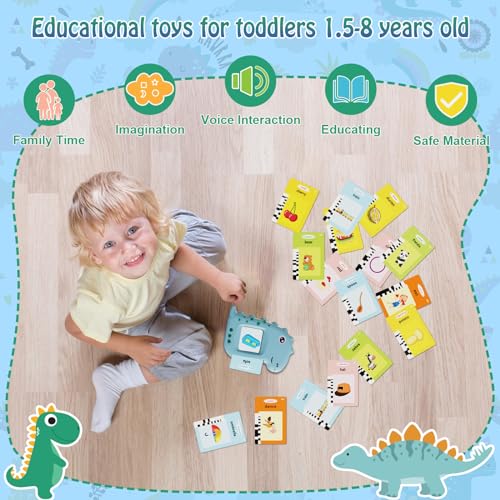 Electight Talking Flash Cards Learning Educational Toy, 224 Words [14 Themes], Dinosaur Montessori Gift for 2-6 Year Old Baby Boys Girls, Preschool Learning Reading Machine, Early Toddler Toys-Blue - Gift Guide