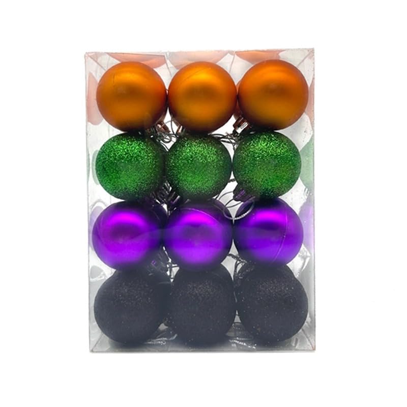 24 Pieces 30 mm Halloween Tree Baubles Mini Baubles Hanging Ball Halloween Ornaments for Halloween Party Decoration, Black Purple Green Copper - Gift Guide