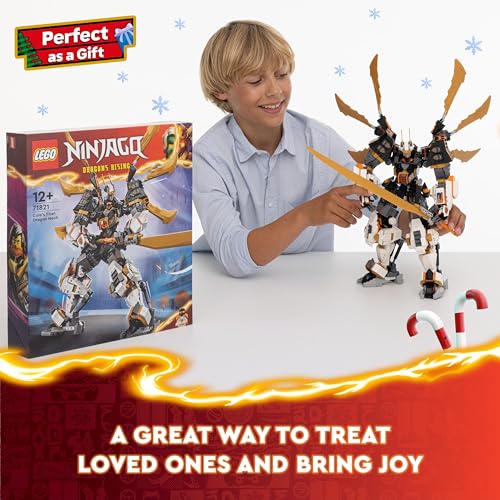 LEGO NINJAGO Cole’s Titan Dragon Mech Set, Adventure Toy for Boys and Girls, Ninja Playset with 1 Character Minifigure, Dragons Rising Birthday Gift for Kids & Teens Aged 12 and Over 71821