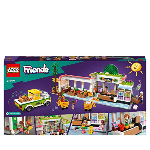 LEGO 41729 Friends Organic Grocery Store, Supermarket Toy Shop for Kids, Girls and Boys 8 Plus Years Old, Playset with Truck & 4 Mini-Dolls, 2023 Series Characters