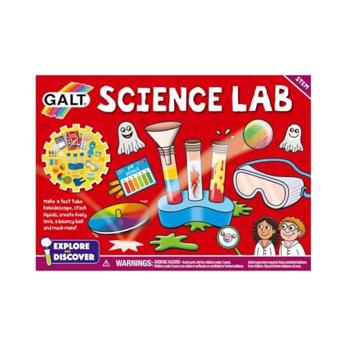 Galt Science Lab - Explore and Discover Science Kit for Kids, Childrens Craft Set - 20 Fun STEM Science Experiments and Guide Book - Make a Kaleidoscope, Lava, Bouncy Ball and More - For Ages 6 Plus - Gift Guide