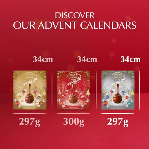 Lindt Lindor Assorted Chocolate Christmas Advent Calendar 2024 | Large 297g | A delicious Assortment of Milk, Salted Caramel, Coconut, Milk and White Truffles for Him and Her | For Adults and Kids - Gift Guide