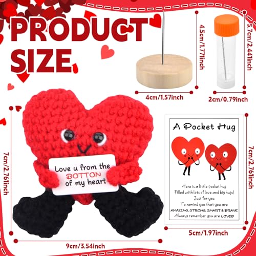 Pipihome Pocket Hug Heart, I Love You Heart Doll, Valentines Gifts for Him Her Kids, Everything I Know About Love, Good Luck Gifts for Birthday Wedding Valentine