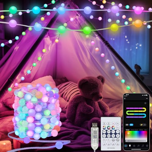 echosari Smart Global Fairy Lights USB, 10M RGB Built-in-chip Dreamy Global String Lights with APP & Remote Music Sync & MIC Sync for Children's Room Party Wedding Decor - Gift Guide