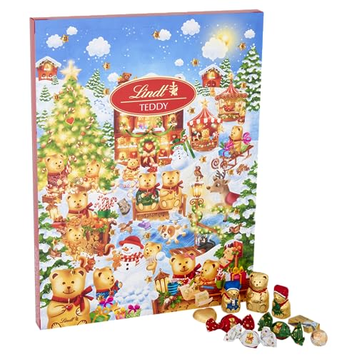 Lindt Teddy Winter Wonderland Advent Calendar 2024 | Medium 170 g | A selection of 24 Milk and White Chocolates for Him and Her - Gift Guide