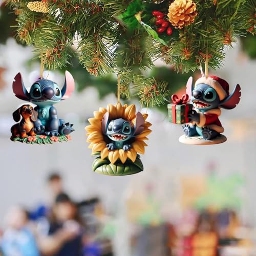 Stitch Christmas Ornament,Cute Christmas Tree Decoration Ornament,Car Hanging Ornament Gift for Boy Girl at Birthday Party (J) - Gift Guide