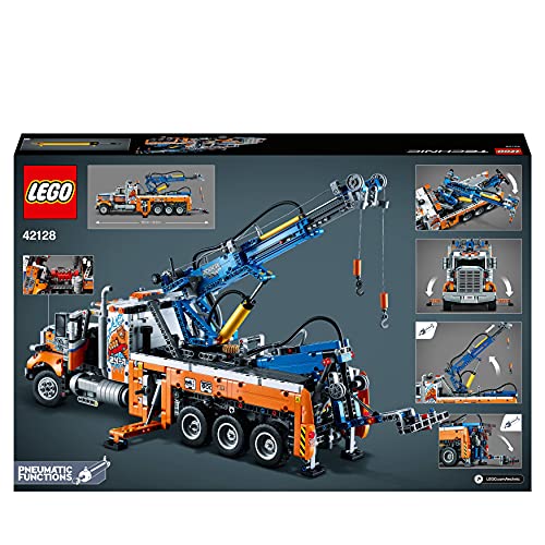 LEGO 42128 Technic Heavy-Duty Tow Truck with Crane Toy for Boys & Girls with mechanical Functions, Model Building Set, Engineering for Kids Series