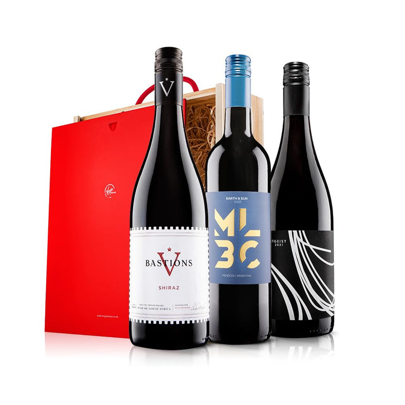 Virgin Wines - Premium Mixed Wine Trio (3x75cl) in Wooden Gift Box