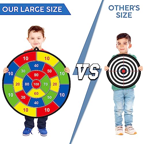 29 Inches Kids Dart Board Set,Double Sided Dart Board with 12 Sticky Balls,6 Darts,Indoor & Outdoor Party Games Toys Gifts for 3 4 5 6 7 8 9 10 11 12+ Year Old Boys Girls and Adult - Gift Guide