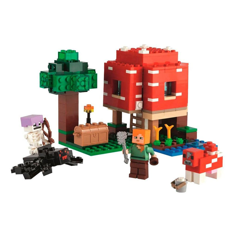 LEGO Minecraft The Mushroom House Set, Building Toy for Kids Age 8 plus, Gift Idea with Alex, Mooshroom & Spider Jockey Figures 21179