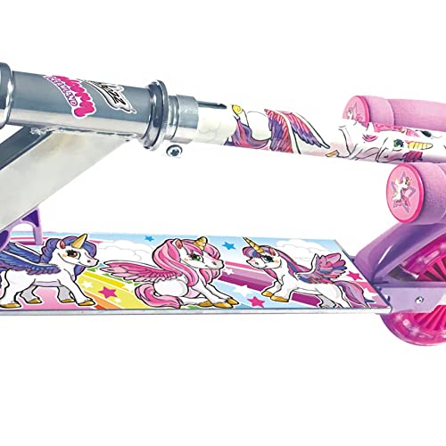 Ozbozz SV13988 Unicorn Scooter with 2 Light up Wheels, Pink Purple Silver