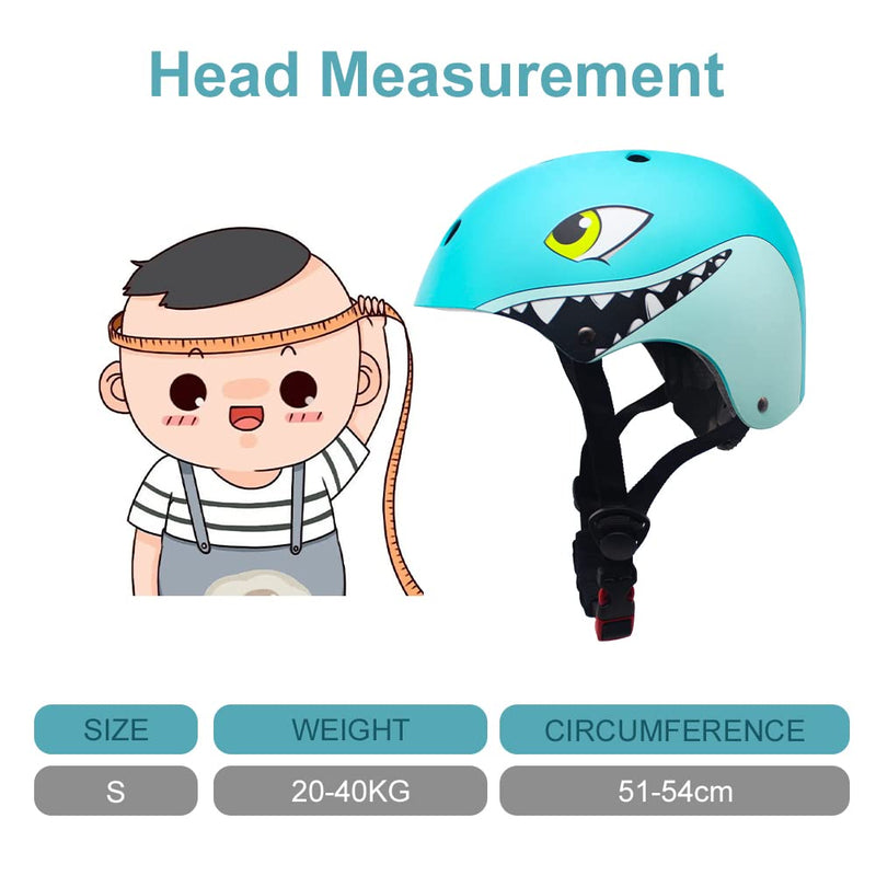 Kids Helmet Boys Girls Lightweight Bike Helmet for Cycling Scooter Skating, Multi-Sport Safety Toys 2 3 4 5 Years Old Children Cute Cartoon Adjustable Helmet (Blue Shark Sets)
