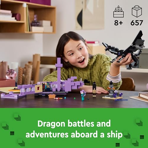 LEGO Minecraft The Ender Dragon and End Ship, Toy for 8 Plus Year Old boys & Girls, Features an Enderman Figure, Video-Game Building Set for Independent Play, Gamer Gifts for Kids 21264