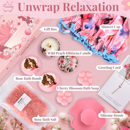 COZCLAM Pamper Gifts for Women, Spa Bath Sets for Women, Relaxation Gifts for Her, Birthday Gifts for Women, Mum Birthday Gifts, Best Friend Gifts, Womens Gifts for Birthday, Bath Bombs & Candle