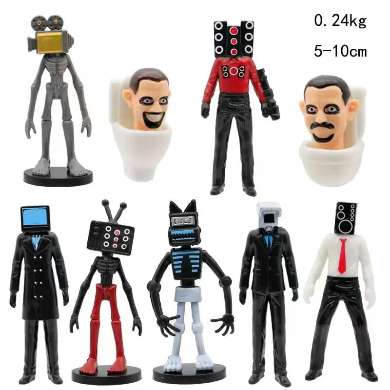 Skibidi Toy Figures Set 9 PCS, Fun Stuff For For Endless Entertainment, for Halloween and Game fans. (9PCS)