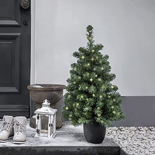 Pre-Lit Artificial 3ft Christmas Tree - MULTI COLOUR/WARM WHITE Mini Xmas Tree with Pot - Indoor/Outdoor - Battery Operated Doorway LED Christmas Tree (90cm) - Gift Guide