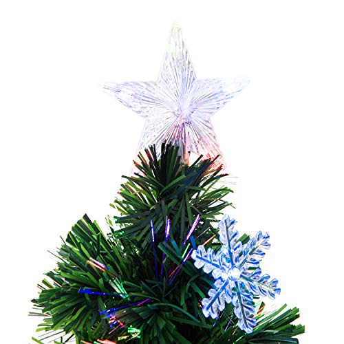 HOMCOM 4FT Green Fibre Optic Artificial Christmas Tree Xmas Colourful LED Scattered Tree with Snowflakes Ornaments Fireproofing - Gift Guide